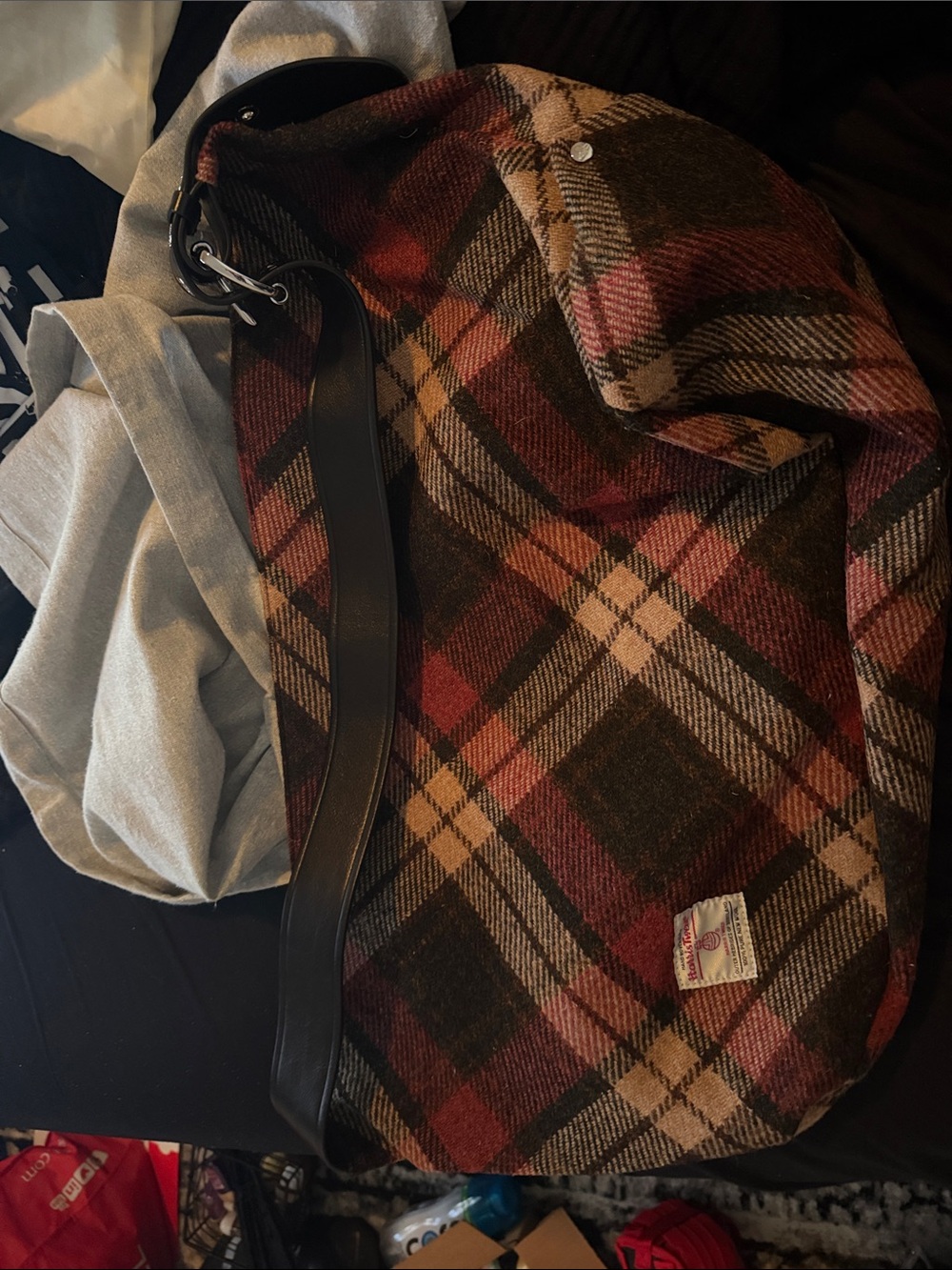 Vivienne Westwood Brown and Red Plaid Hobo Bag